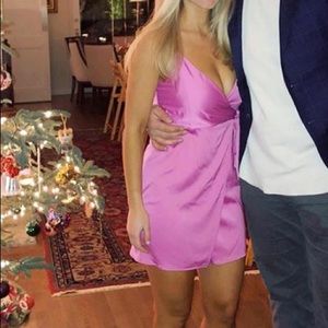Pink mini wrap dress